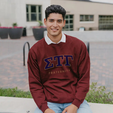 Sig Tau Maroon Old School Crewneck Sigma Tau Gamma
