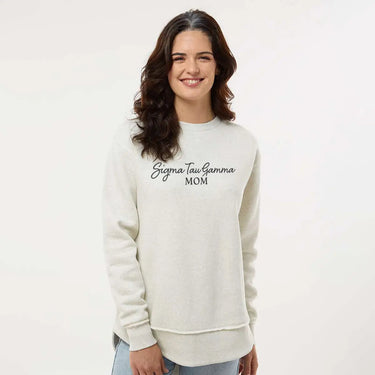 Sig Tau Curved Hem Mom Crewneck Sigma Tau Gamma