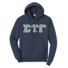 Sig Tau Navy Hoodie with Sewn On Letters Sigma Tau Gamma