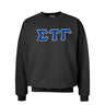 Sig Tau Black Crew Neck Sweatshirt with Sewn On Letters Sigma Tau Gamma