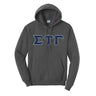 Sig Tau Dark Heather Hoodie with Sewn On Letters Sigma Tau Gamma