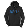 Sig Tau Black Hoodie with Black Sewn On Letters Sigma Tau Gamma