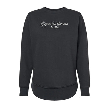 Sig Tau Curved Hem Mom Crewneck Sigma Tau Gamma