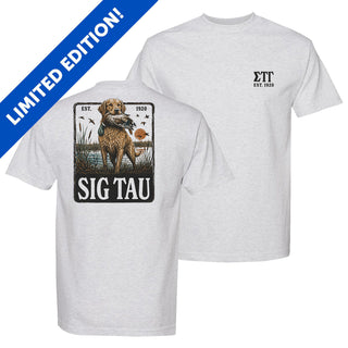 White short-sleeve graphic T-shirt featuring a small left chest print and a large outdoor-inspired illustration on the back.