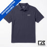 Navy Blue Cutter & Buck polo shirt with embroidered crest logo and “Personalization Available” banner displayed.
