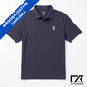 Navy Blue Cutter & Buck polo shirt with embroidered crest logo and “Personalization Available” banner displayed.