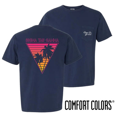 Sig Tau Comfort Colors Navy Short Sleeve Miami Pocket Tee | Sigma Tau Gamma | Shirts > Short sleeve t-shirts