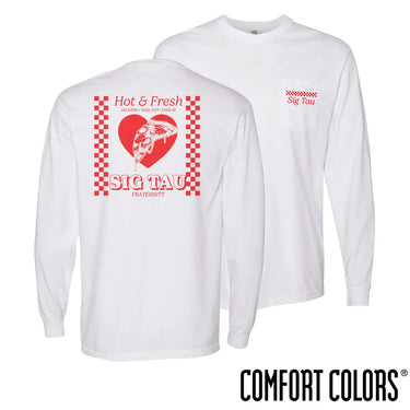 Sig Tau Hot and Fresh Pizza Long Sleeve Tee Sigma Tau Gamma