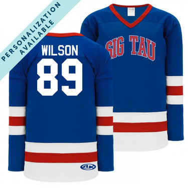 Sig Tau Personalized Patriotic Hockey Jersey Sigma Tau Gamma