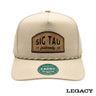 Cream Legacy brand rope hat featuring a brown fraternity patch, designed for stylish fraternity apparel and casual campus wear.