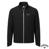 Black Callaway full-zip water-repellent golf jacket with Greek letter embroidery on chest displayed on white background