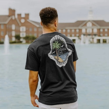 Sig Tau Shark Bite Black Short Sleeve Pocket Tee Sigma Tau Gamma